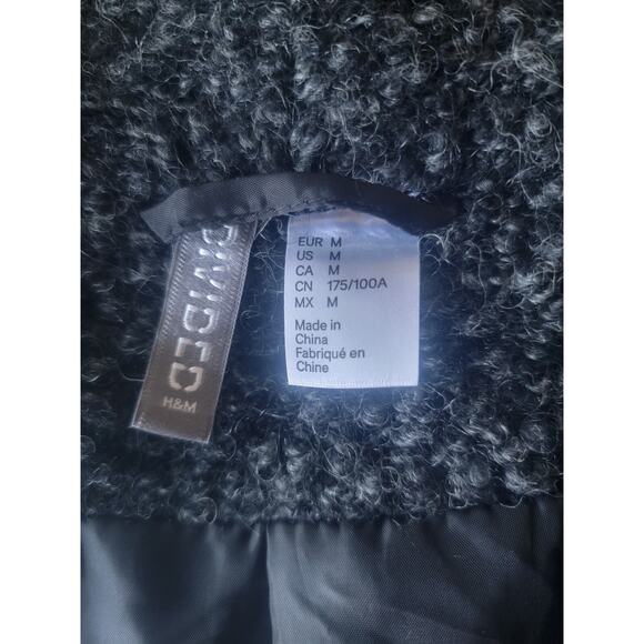 H&M Divided Women’s M Wool Blend Bouclé Asymmetrical Zip Coat Gray - Picture 11 of 14
